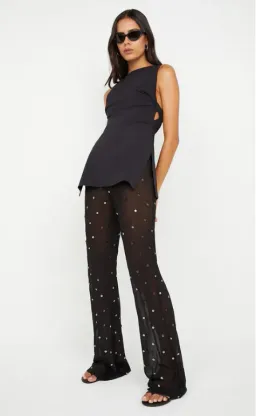 Bec and Bridge Domenic Boatneck Top in Black and Arielle Pant in Black Sequin Set Size 8 / Small AU for rent on The Volte - image 1