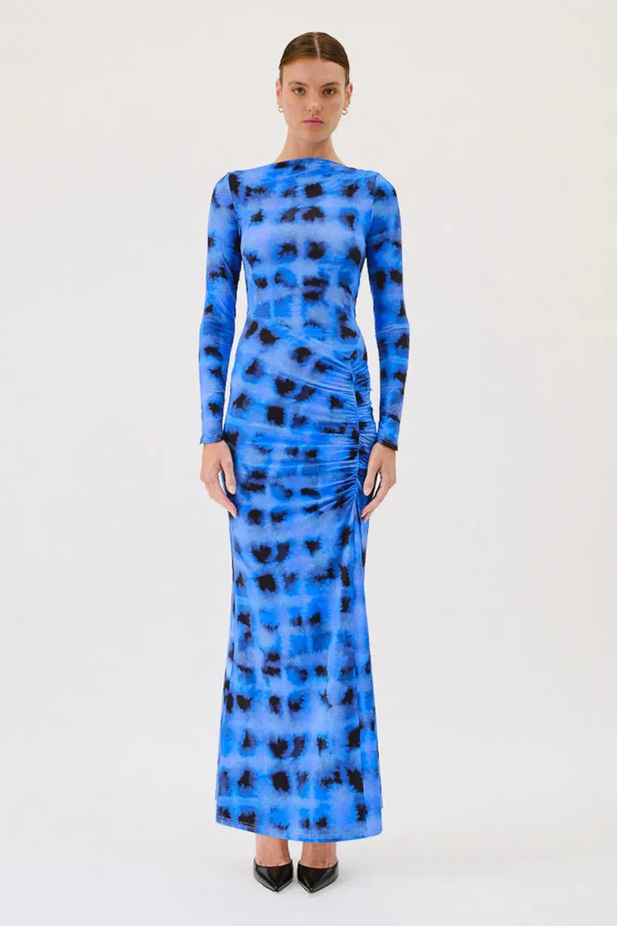 Suboo Shibori Long Sleeve Rouched Maxi Dress Blue Size 10/M - Image 1