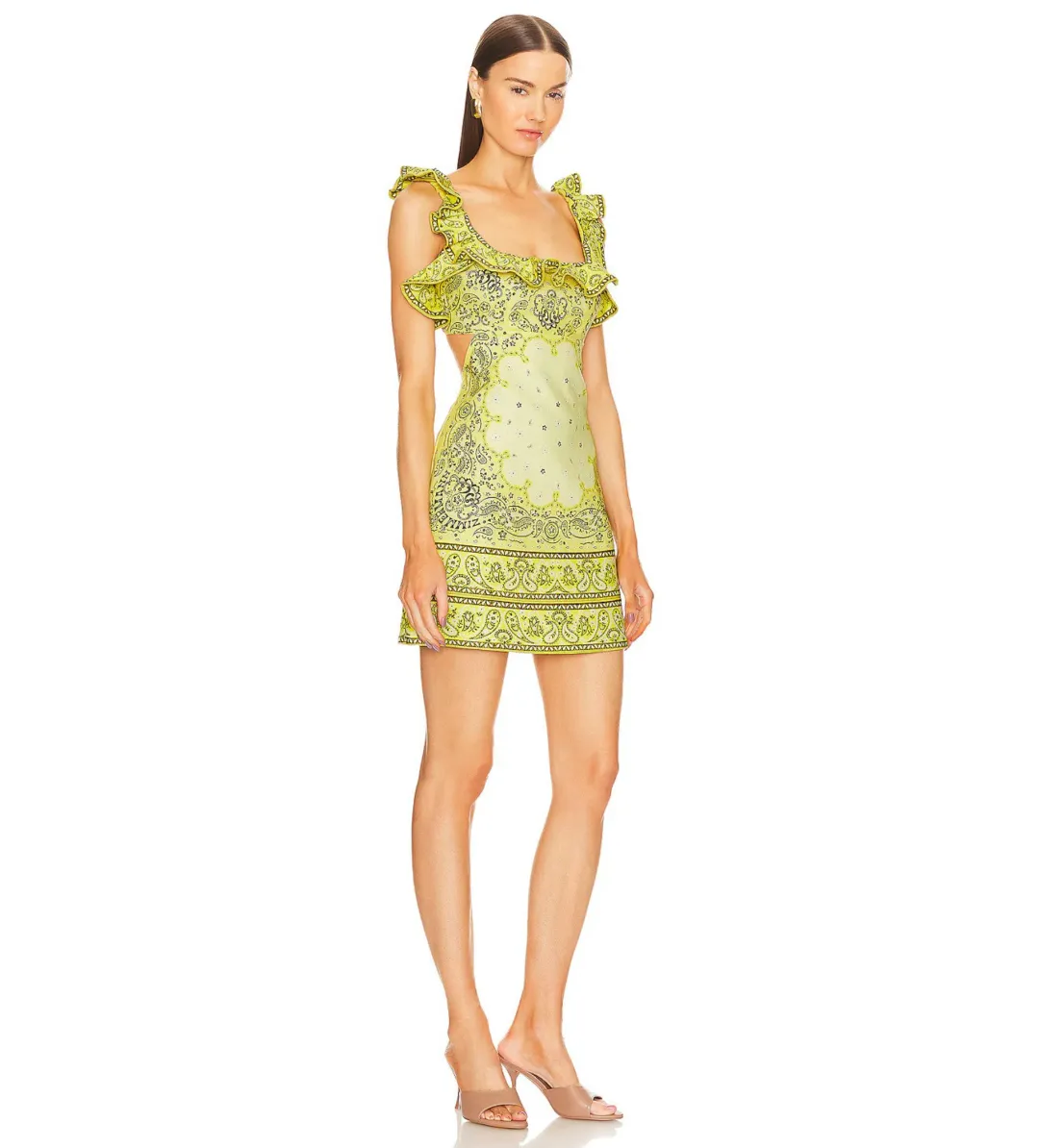 Zimmermann Matchmaker Frilled Mini Dress Yellow Bandana Size 1 AU 10 for rent on The Volte - main image