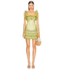 Zimmermann Matchmaker Frilled Mini Dress Yellow Bandana Size 1 AU 10 for rent on The Volte - image 1