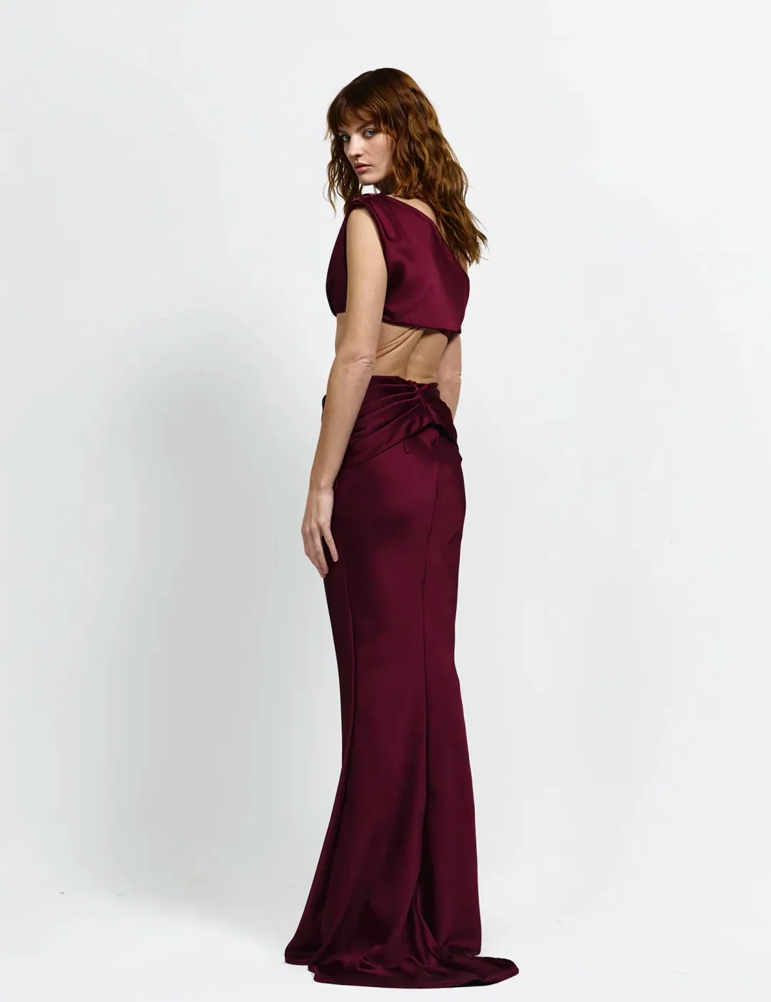 Effie Kats Perez Top & Floor Length Skirt Set in Wine Size 8 for rent on The Volte - main image