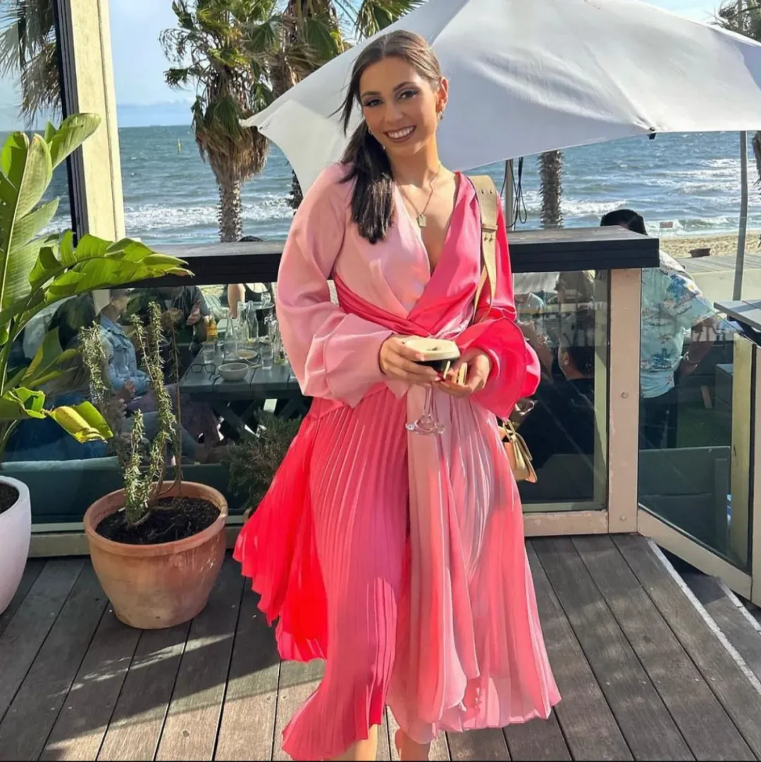 Acler Empire Midi Dress Two Tone Pink Size 10 for rent on The Volte - main image