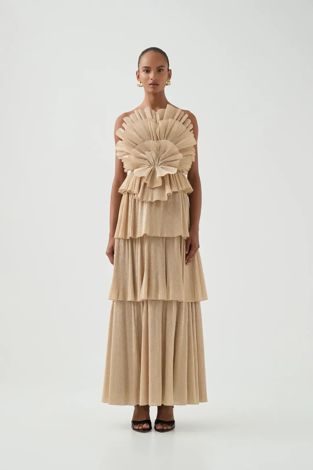 Aje Kyra Maxi Gown Gold Size 10 for rent on The Volte - main image