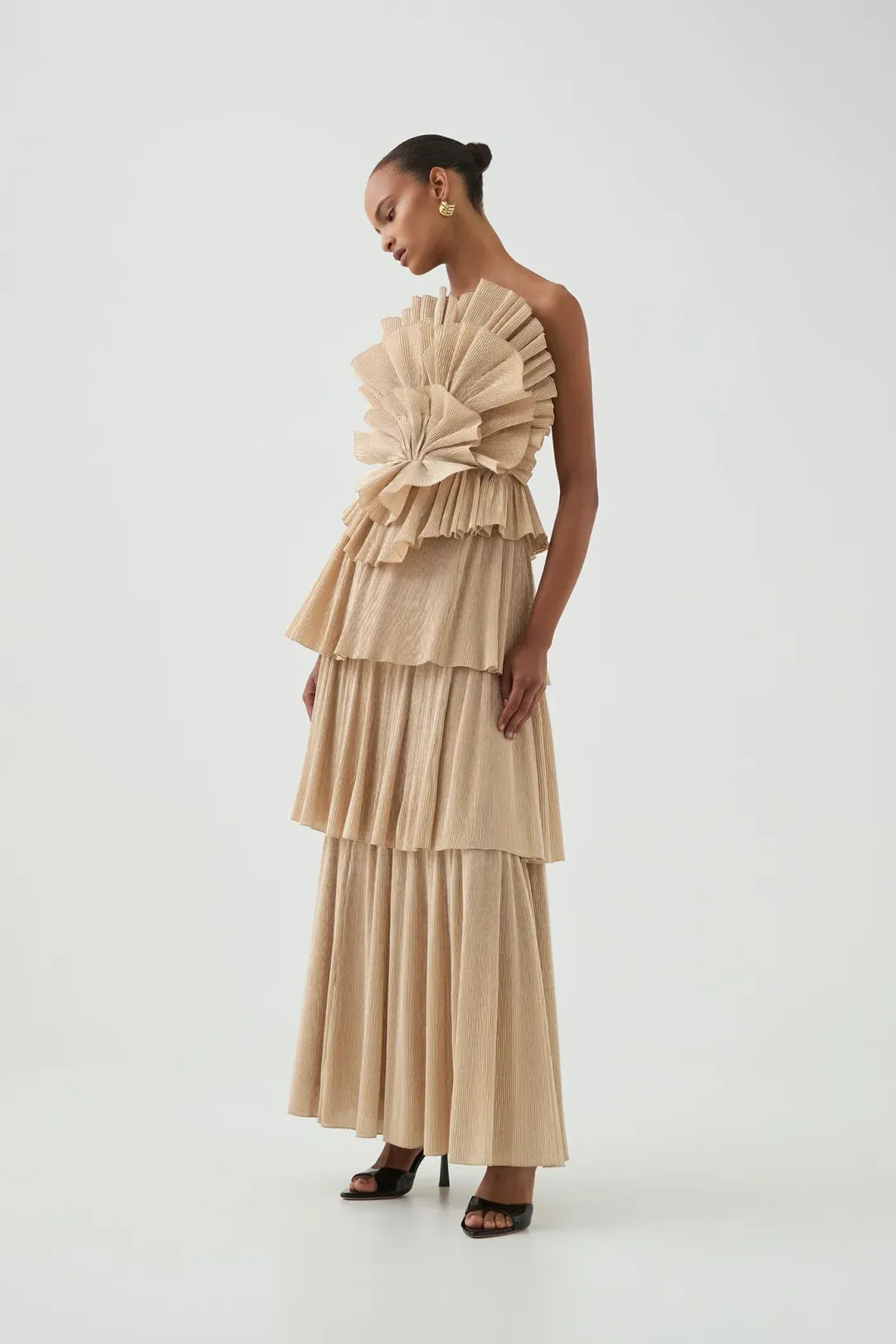 Aje Kyra Maxi Gown Gold Size 10 for rent on The Volte - main image