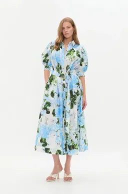 Aje Manifest Midi Dress Blue Print Size 10 for rent on The Volte - image 1