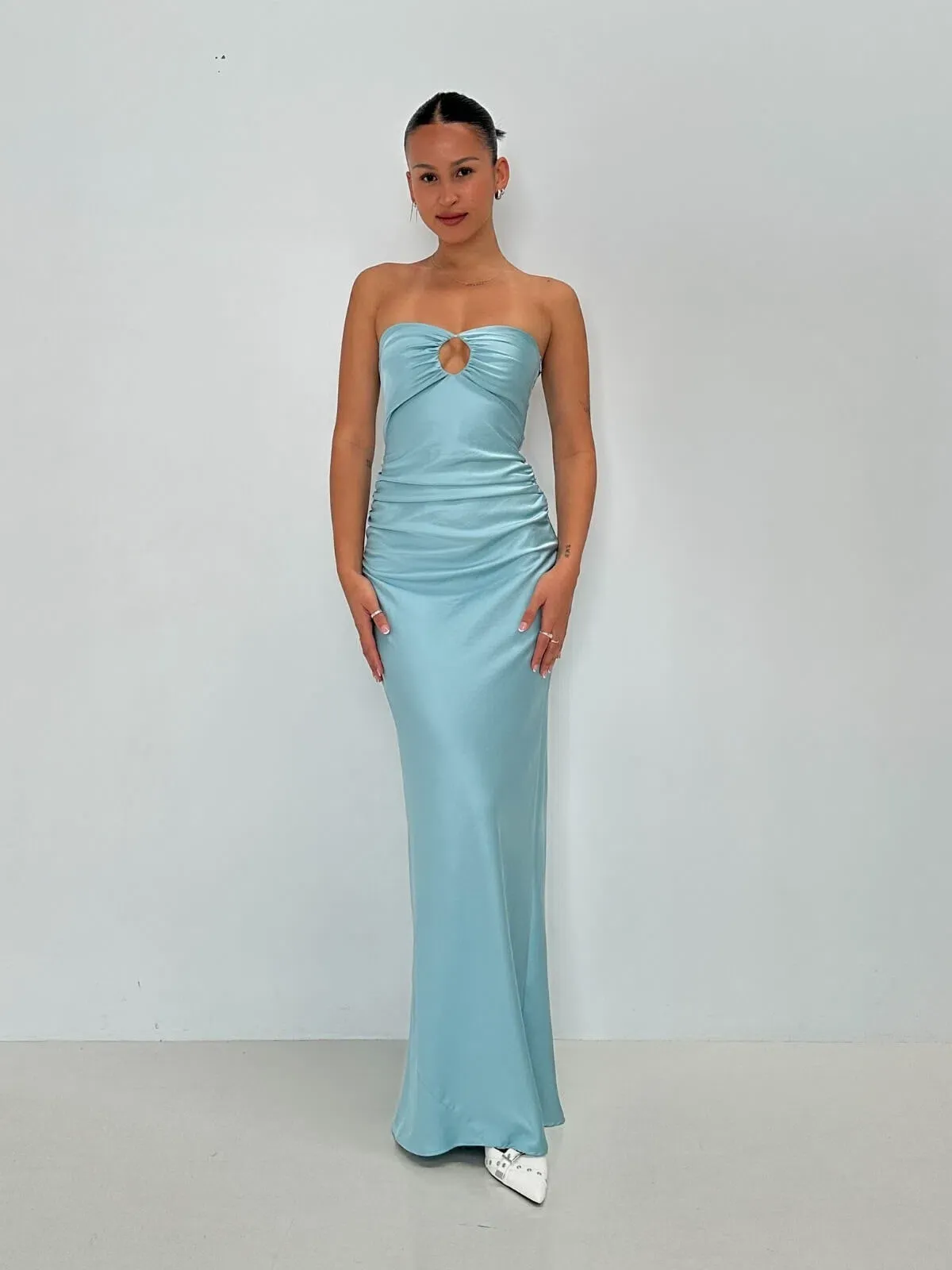 Bec + Bridge Emilia Strapless Maxi Dress in Blue Size AU 8 for rent on The Volte - main image