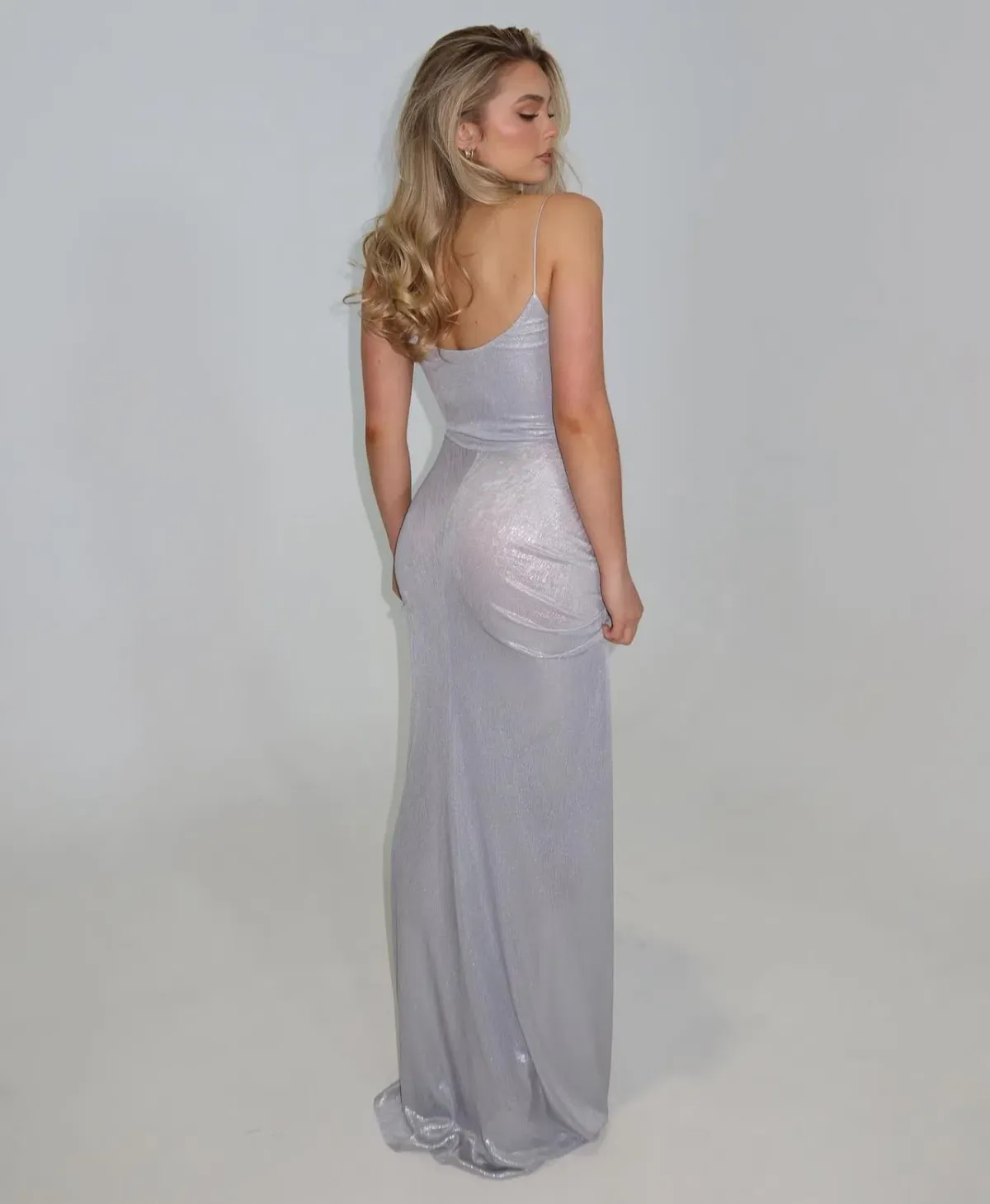 Natalie Rolt Allora Floor Length Gown Silver , Metallic Size 6, 8 - Image 2