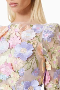 Elliatt Shannon 3D Floral Midi Dress Floral Size M / AU 10 for rent on The Volte - image 4