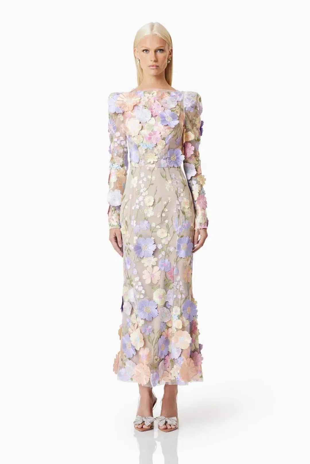 Elliatt Shannon 3D Floral Midi Dress Floral Size M / AU 10 for rent on The Volte - main image