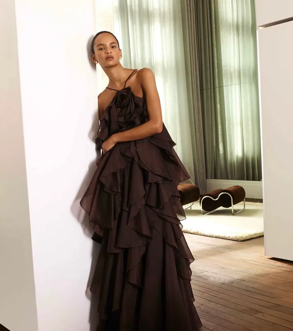 Aje Pandorea Layered Maxi Dress Carob Size 8 - Image 2
