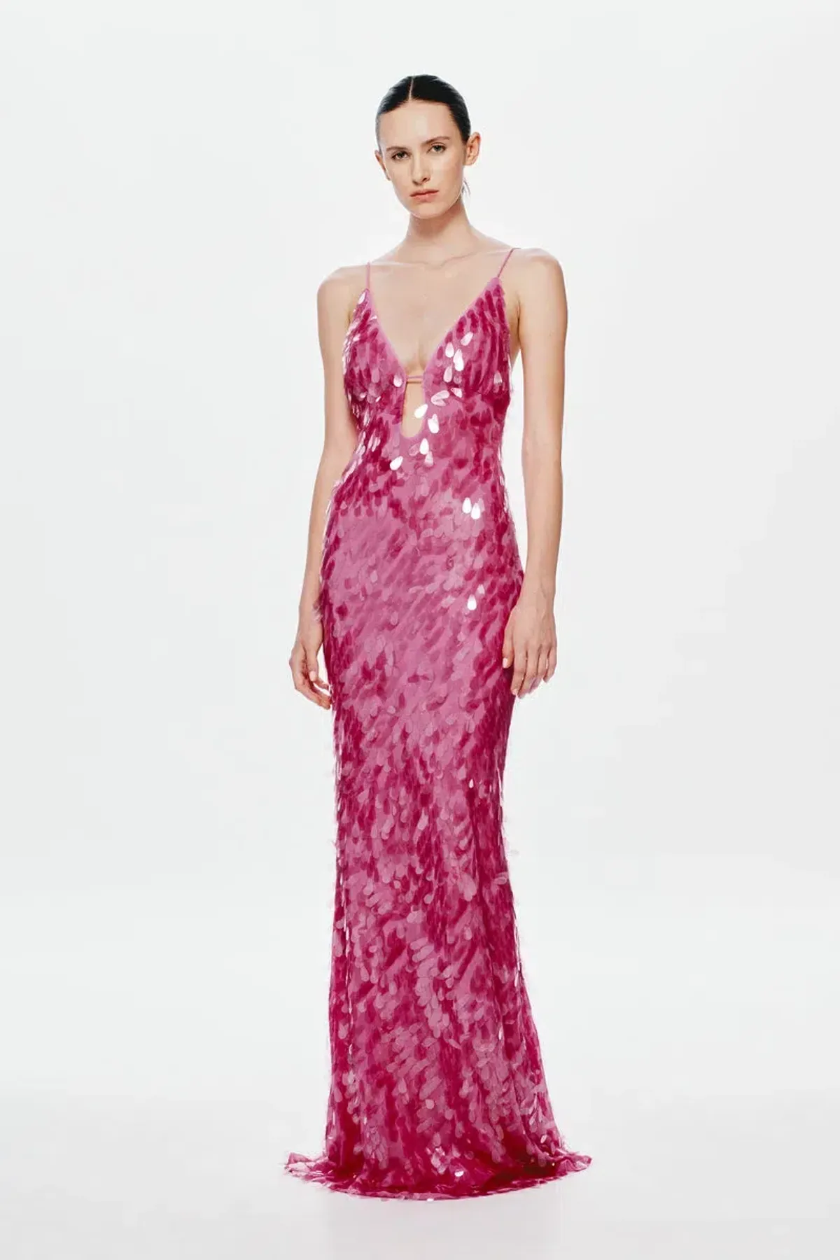 MISHA Sapphire Sequin Maxi Dress Fuchsia Size 8/S - Image 2