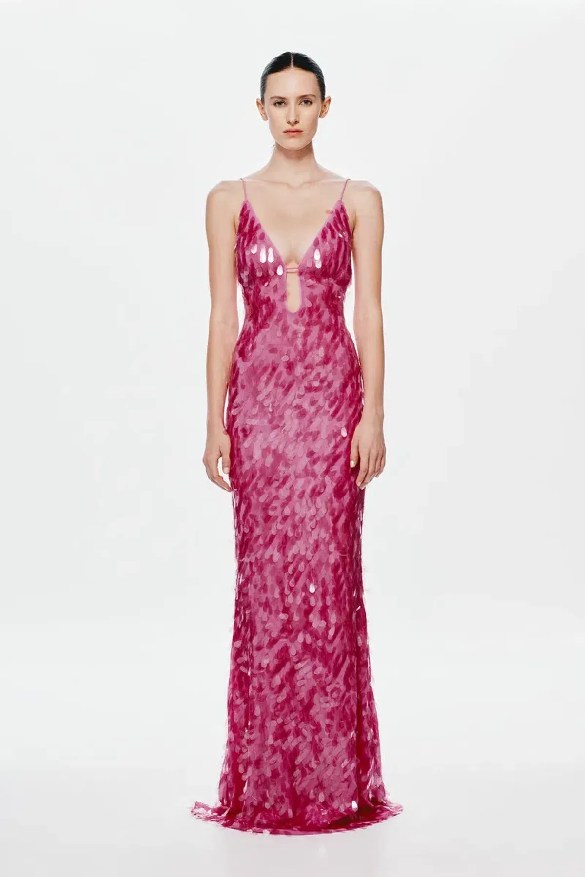 MISHA Sapphire Sequin Maxi Dress Fuchsia Size 8/S - Image 1