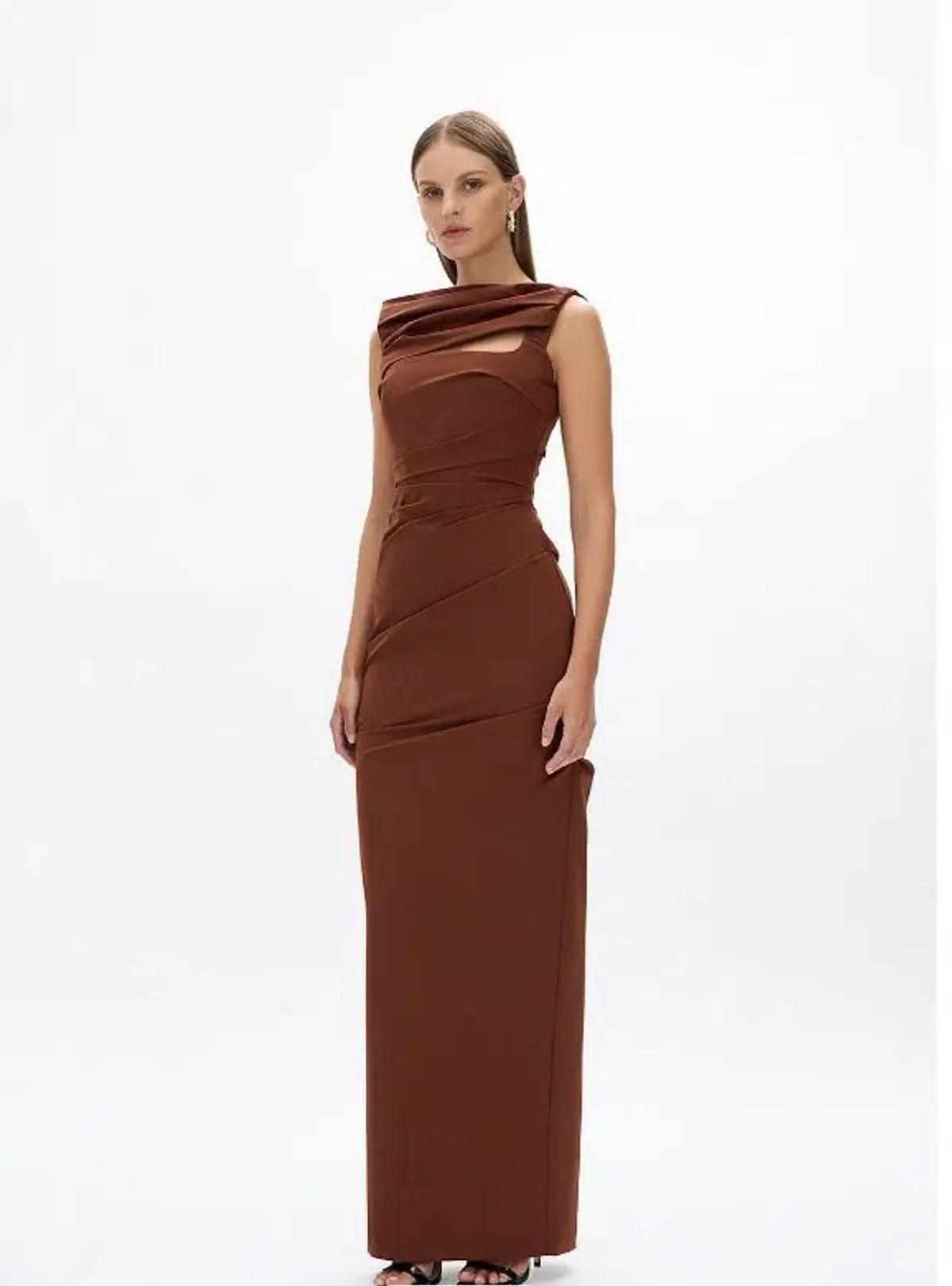 Rachel Gilbert Camille Gown in Chocolate Size 8 - Image 3
