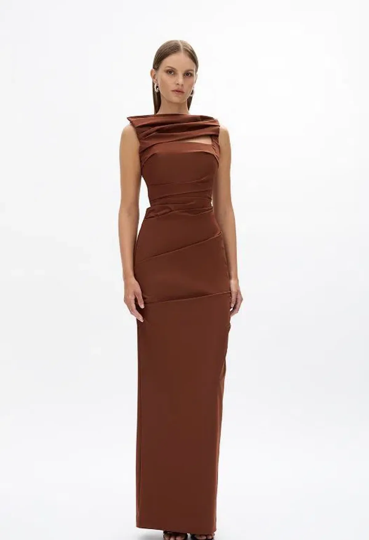 Rachel Gilbert Camille Gown in Chocolate Size 8 - Image 1
