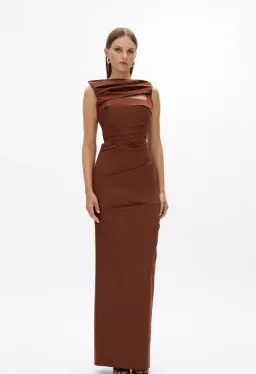 Rachel Gilbert Camille Gown in Chocolate Size 8 for rent on The Volte - image 1