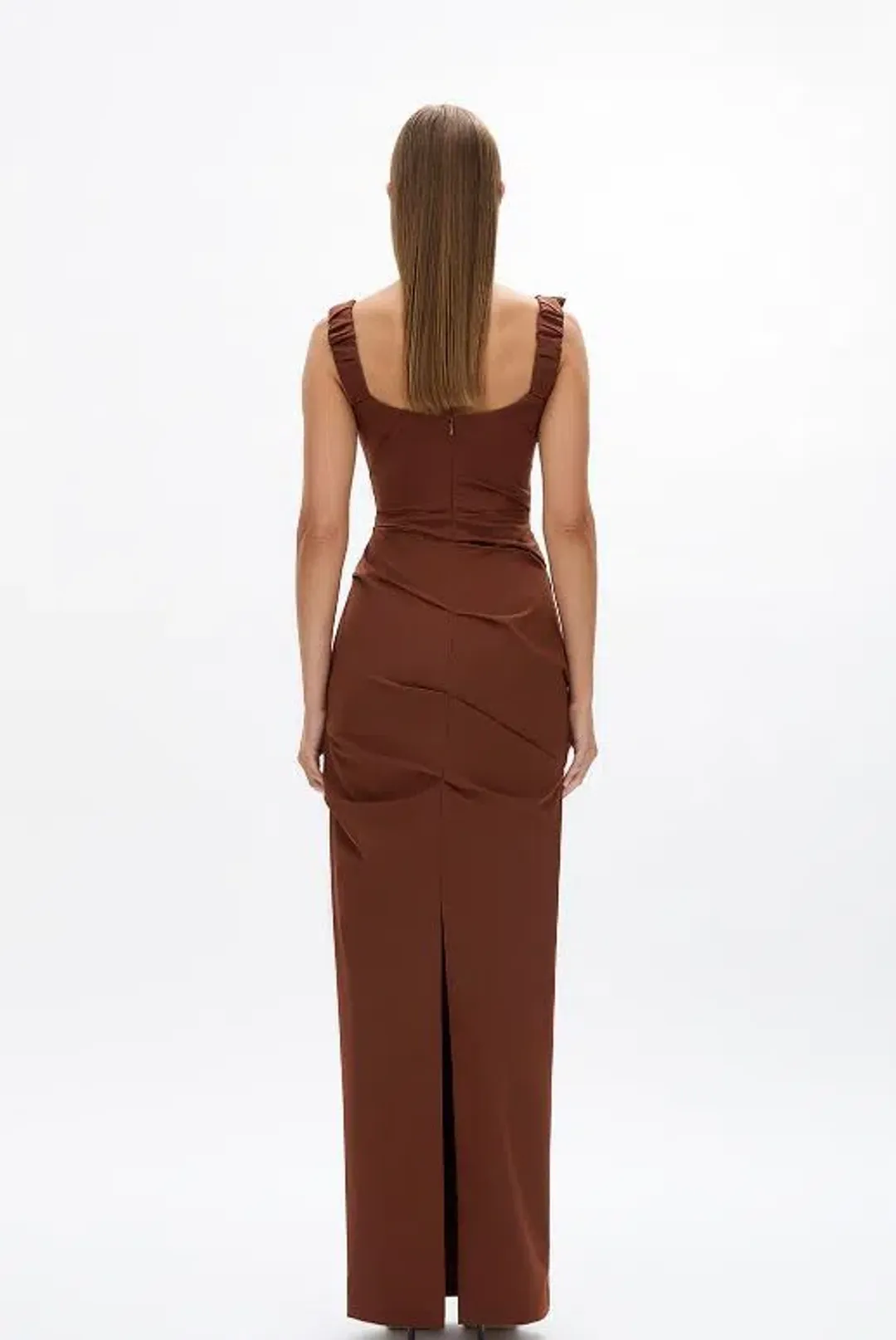 Rachel Gilbert Camille Gown in Chocolate Size 8 for rent on The Volte - main image