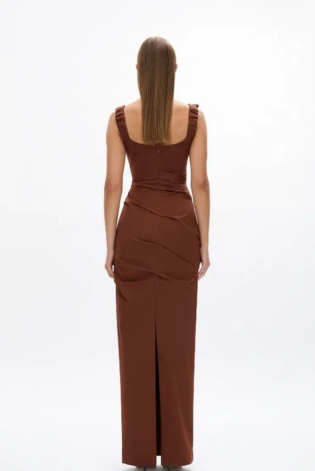 Rachel Gilbert Camille Gown in Chocolate Size 8 - Image 2