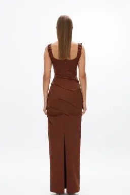 Rachel Gilbert Camille Gown in Chocolate Size 8 for rent on The Volte - image 2
