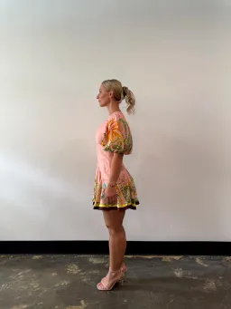 Alemais Papaya Mini Dress Pink Print Size 10 for rent on The Volte - image 3