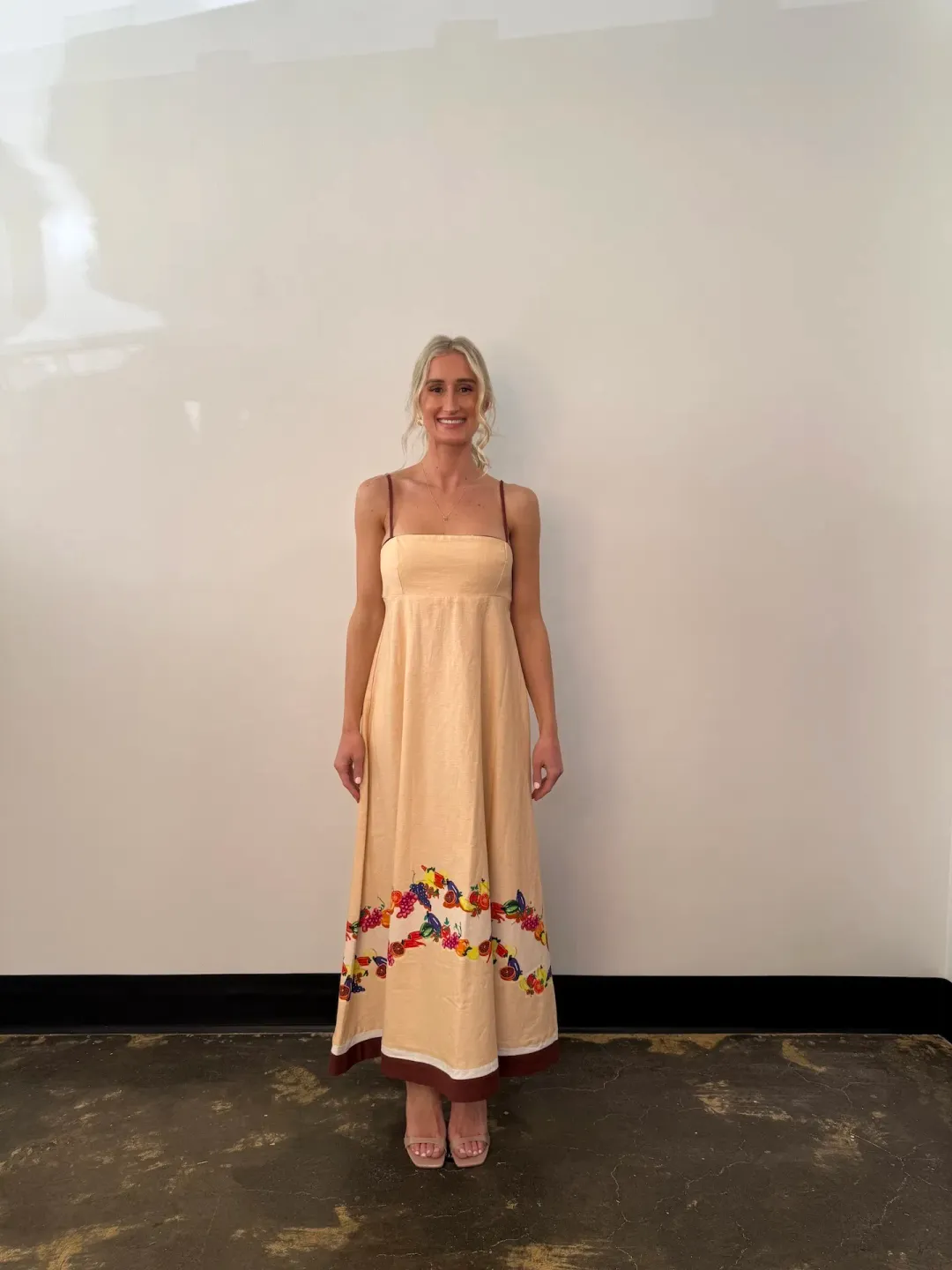 Bohemian Traders Fruity Slip Maxi Dress Peach Size 10 for rent on The Volte - main image