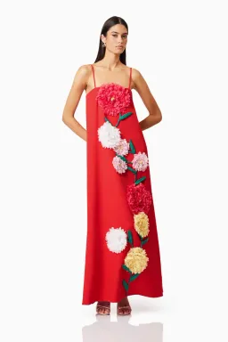 Elliatt Buttercup Embroided Maxi Dress Red Size M/ AU 10 for rent on The Volte - image 2