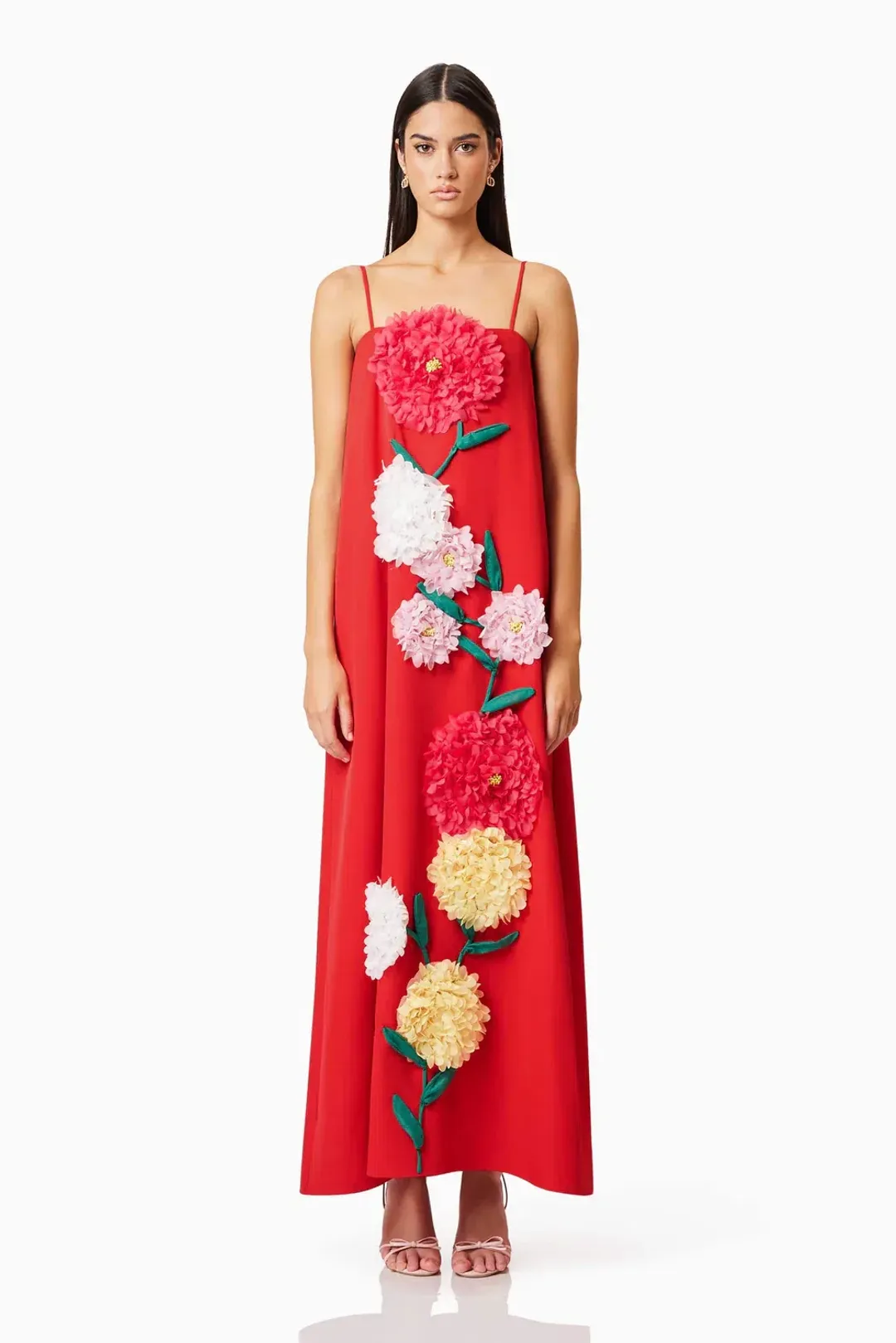 Elliatt Buttercup Embroided Maxi Dress Red Size L/AU 12 for rent on The Volte - main image