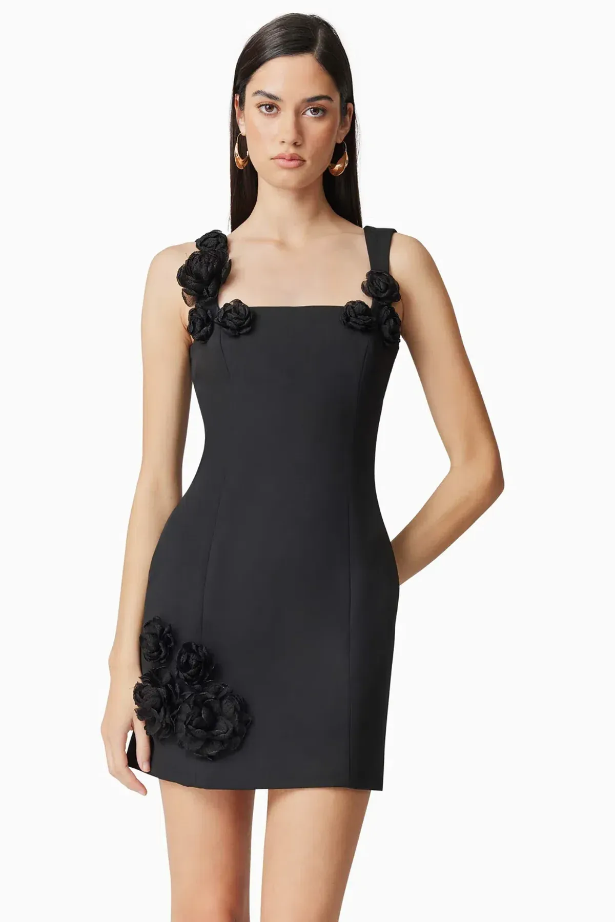 Elliatt Trompe 3D Floral Mini Dress in Black Size XS/AU 6 - Image 5