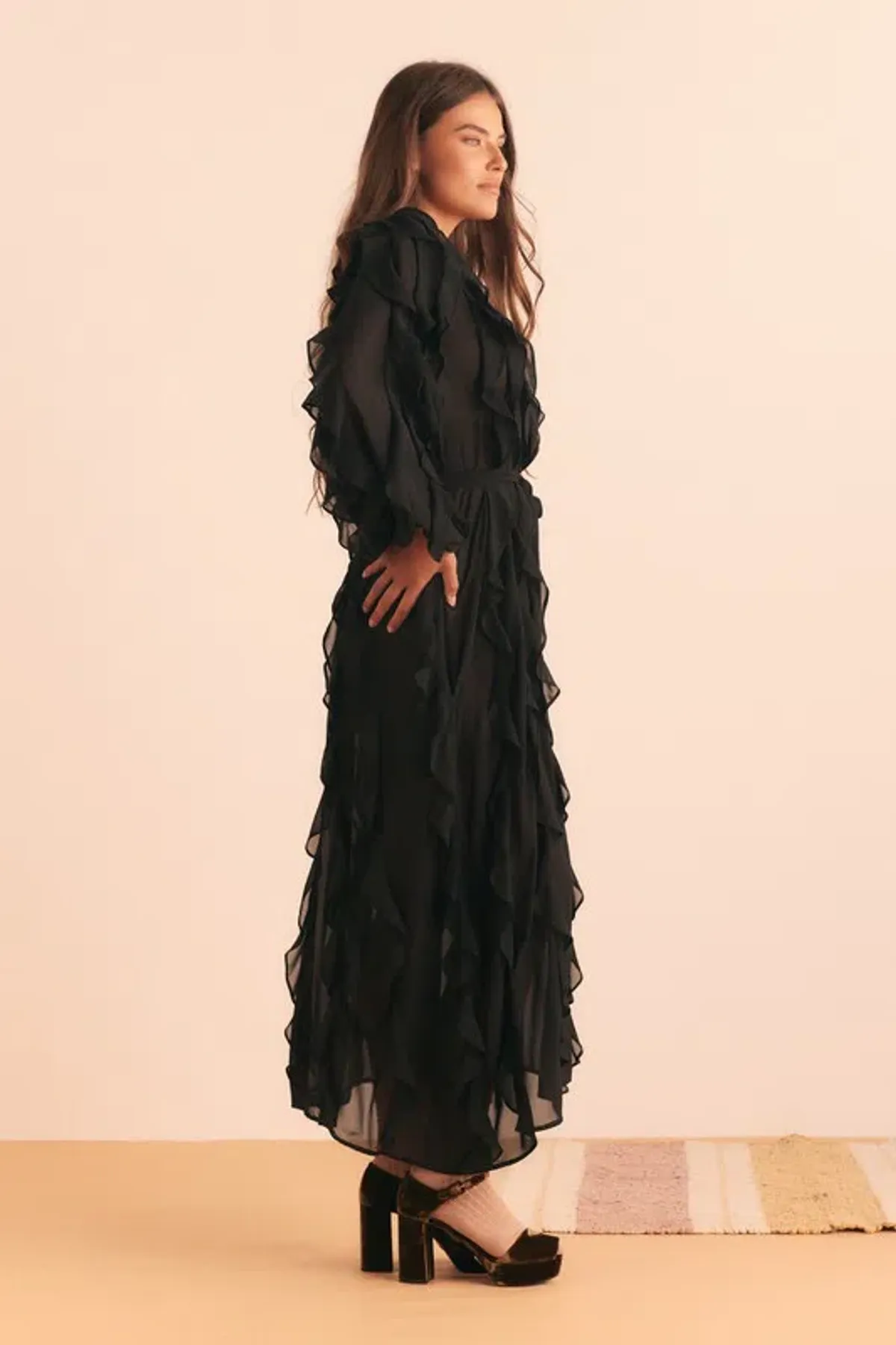 Bohemian Traders Sunray Flounce Maxi Dress In Black Size 10 - Image 2