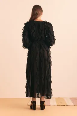 Bohemian Traders Sunray Flounce Maxi Dress In Black Size 10 for rent on The Volte - image 3