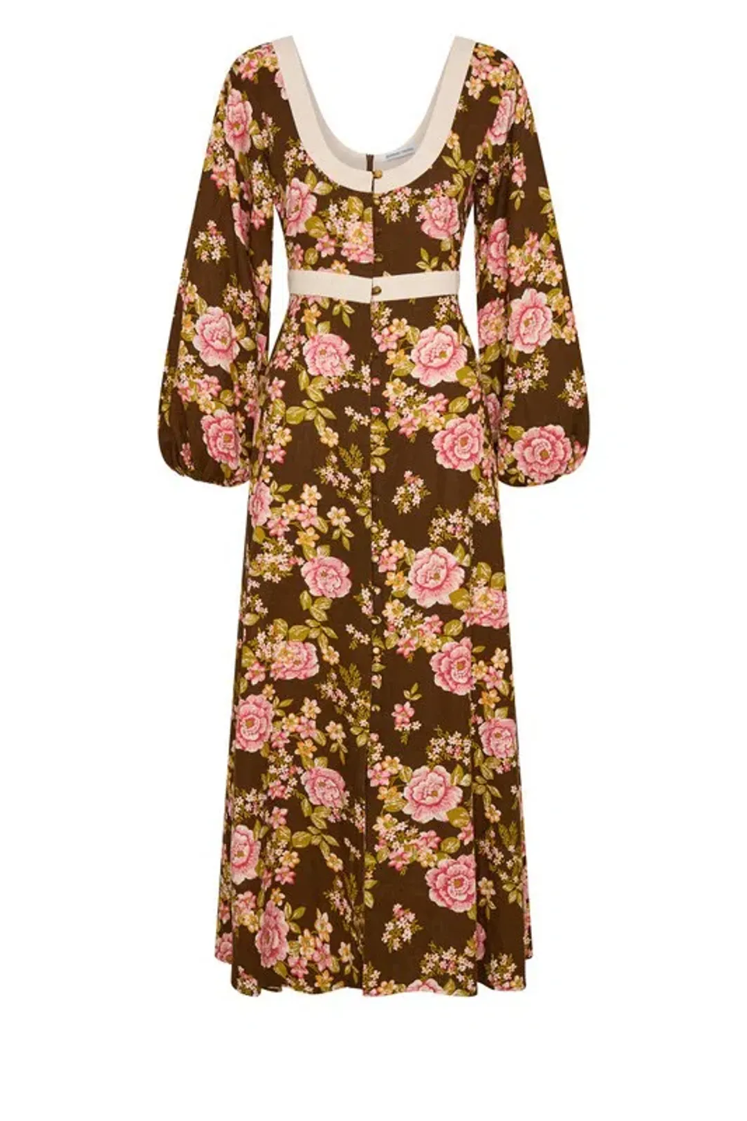 BOHEMIAN TRADERS JULIET SCOOP NECK MIDI / CHOCOLATE / SIZE 8 for rent on The Volte - main image
