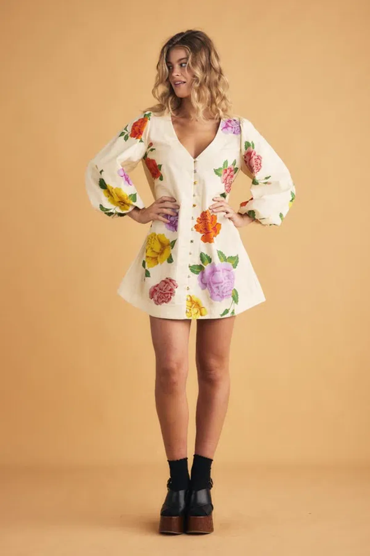 Bohemian Traders Rosetta Mini Dress Cream Size AU 14 for rent on The Volte - main image