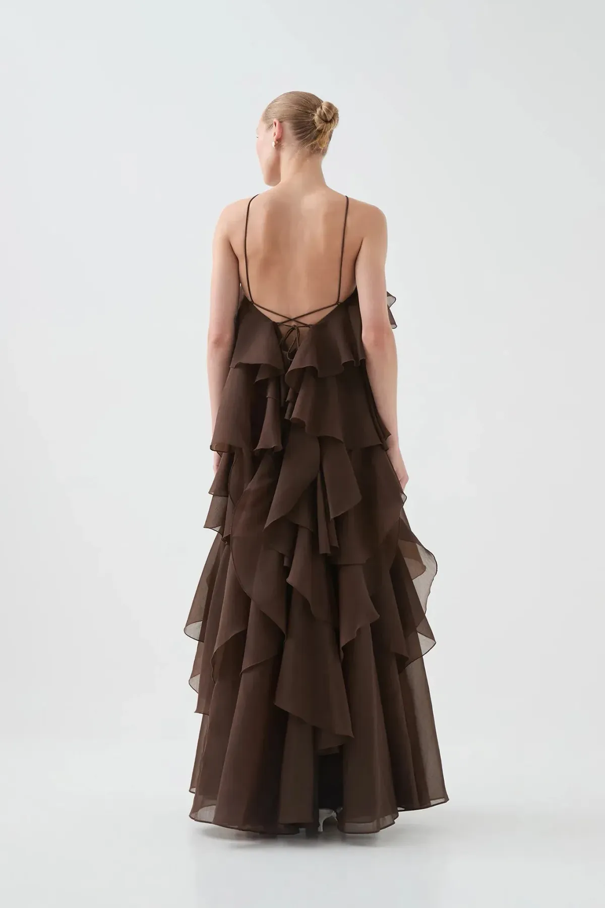 Aje Pandorea Layered Maxi Dress Brown Size 8 - Image 2