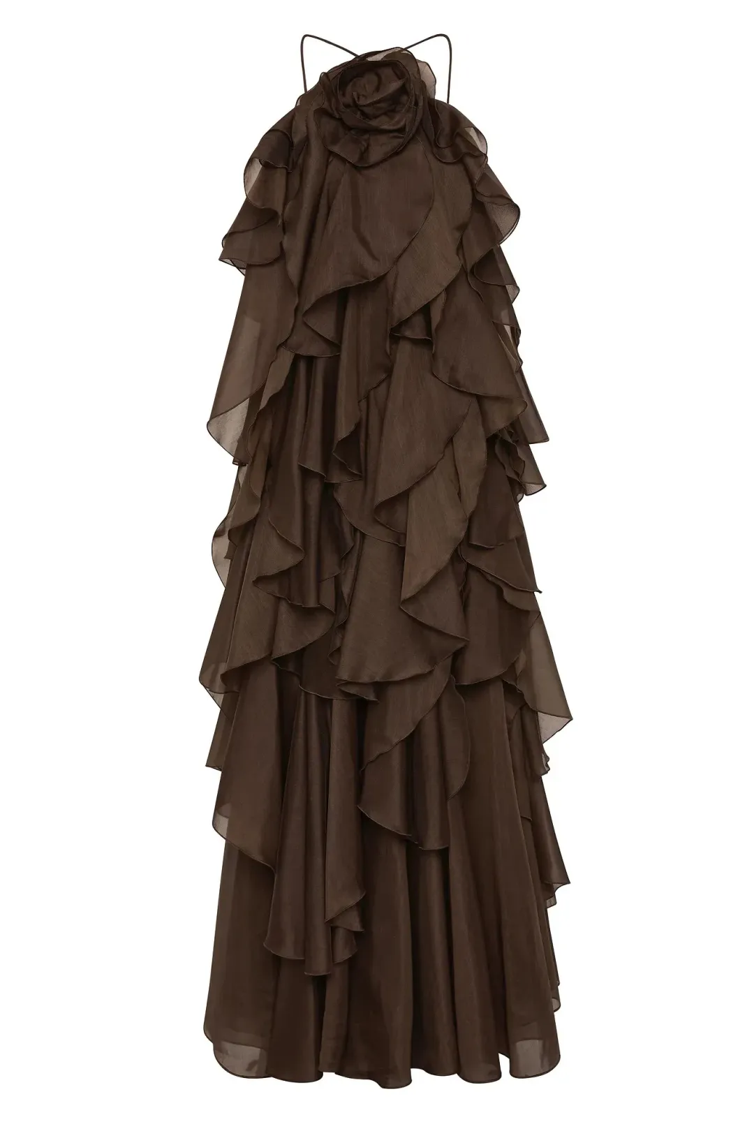 Aje Pandorea Layered Maxi Dress Brown Size 8 for rent on The Volte - main image