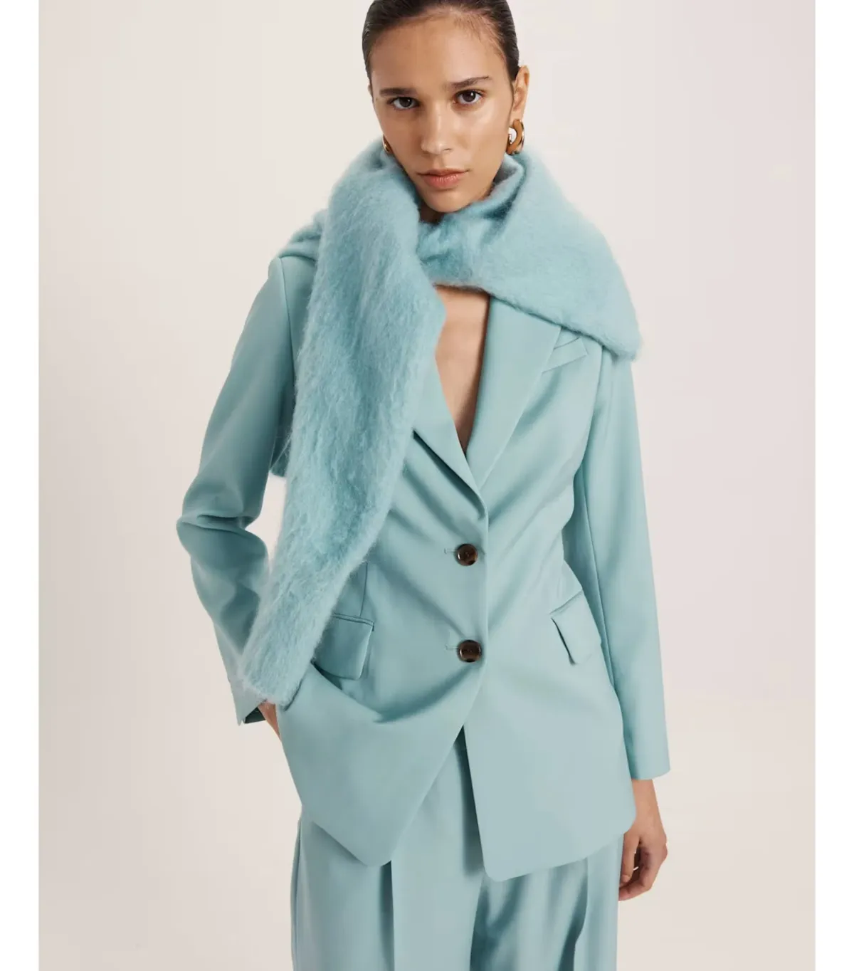 Saba Suki Classic Wool Blazer in Seafoam Size AU 12 - Image 4
