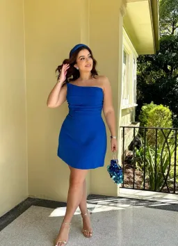 Azzurielle Cassie Strapless Mini Dress Cobalt Size 10 for rent on The Volte - image 1