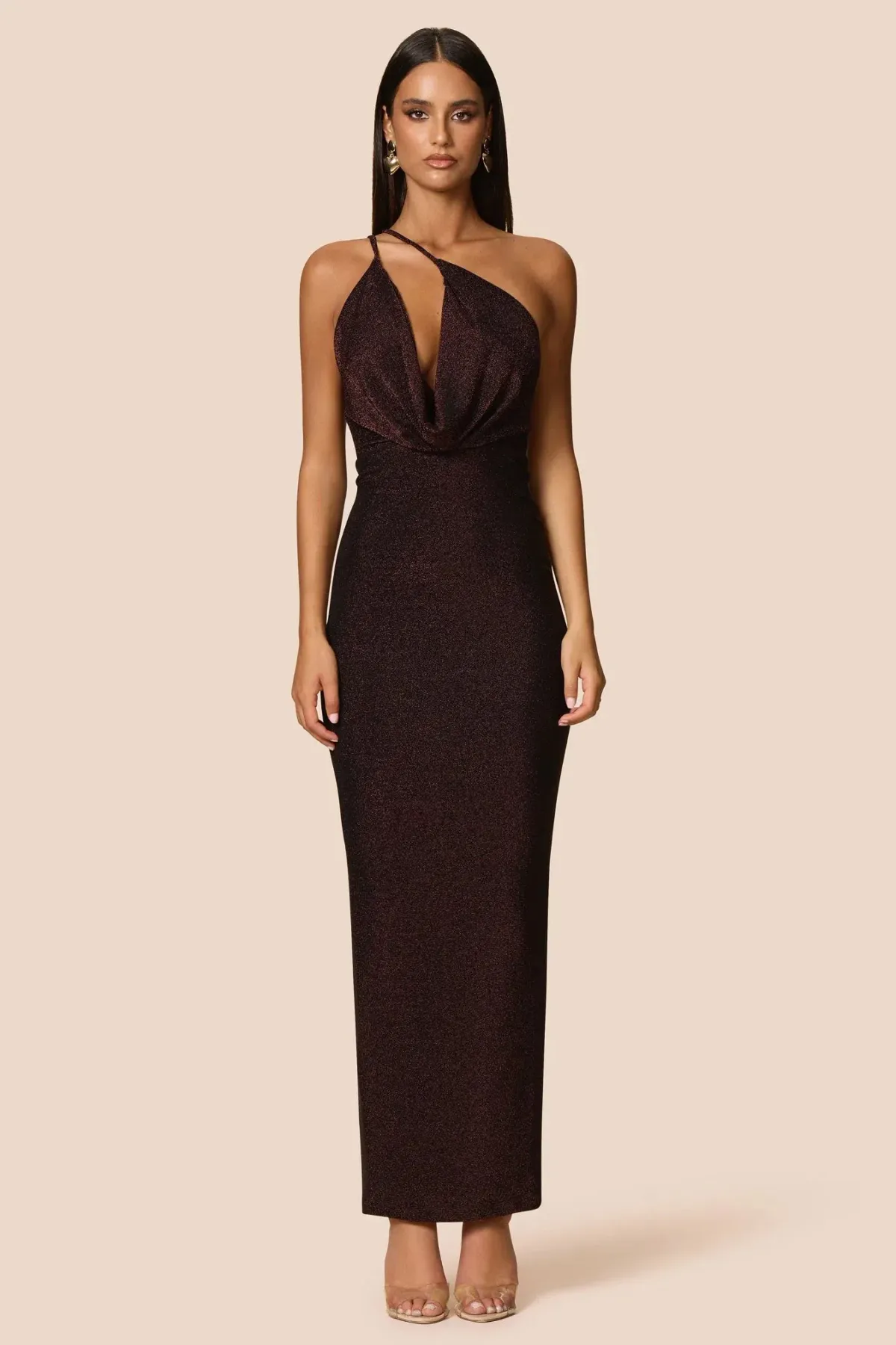 Love Nookie Bianca 2way Halter Maxi Gown Cocoa Size 12 - Image 2
