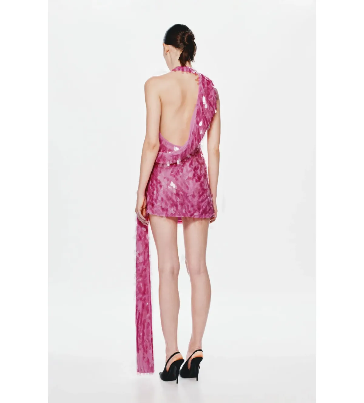Misha Sapphire Sequin Mini Dress Fuchsia Pink Size 8/S - Image 3