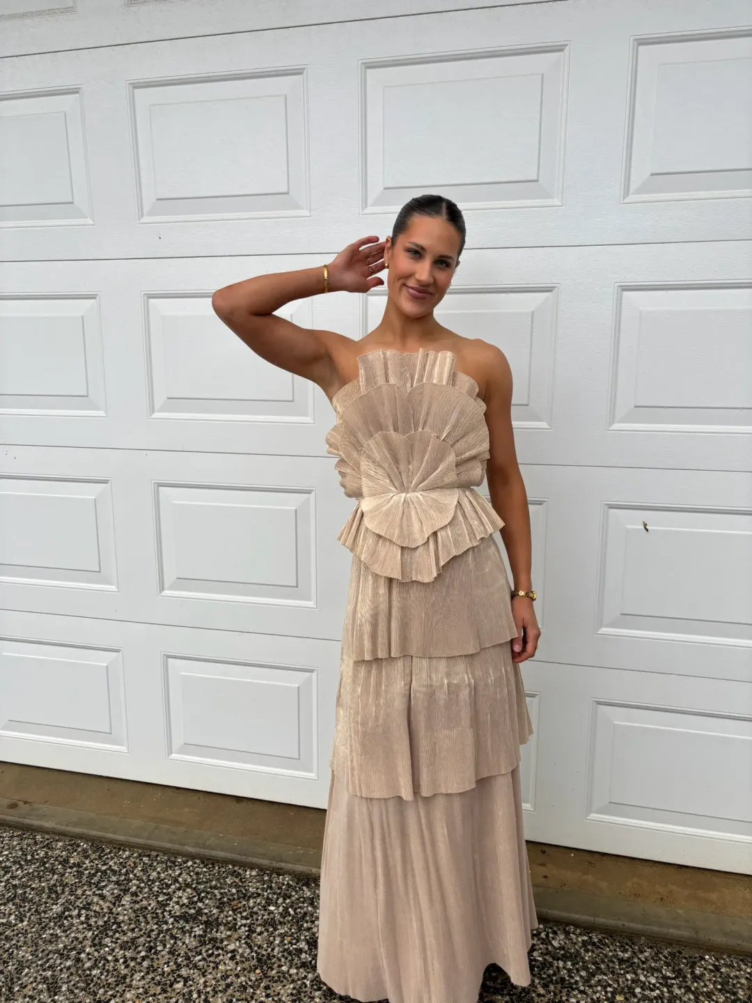 Aje Kyra Gown Gold Size AU 10 for rent on The Volte - main image