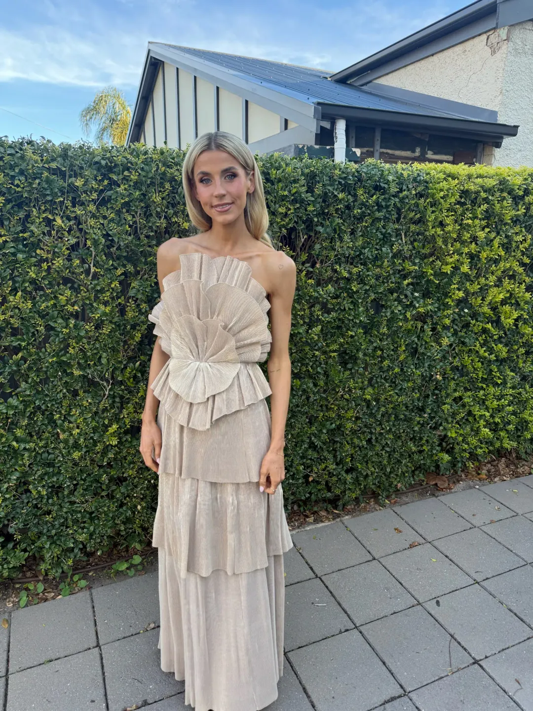 Aje Kyra Gown Gold Size AU 10 for rent on The Volte - main image