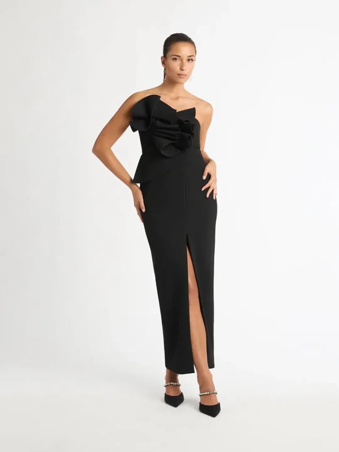 Sheike Origami Maxi Dress in Black Size 8 for rent on The Volte - main image