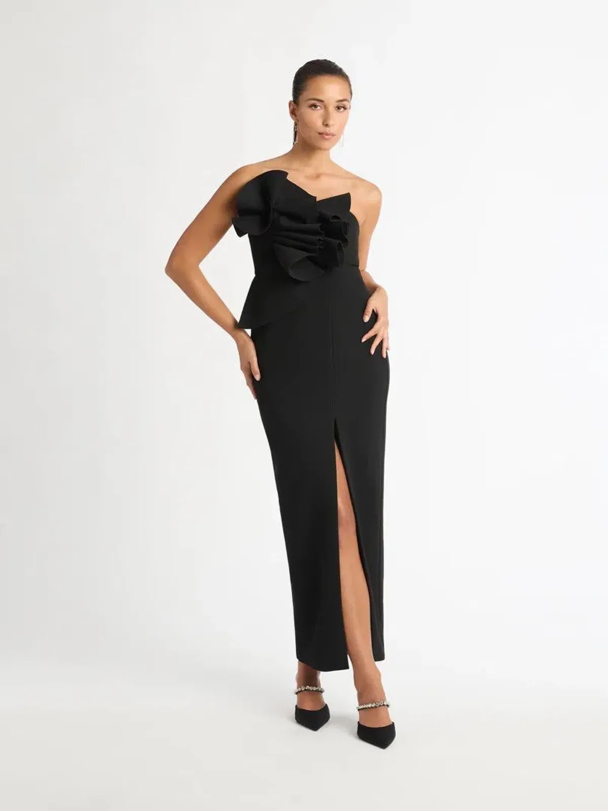 Sheike Origami Maxi Dress in Black Size 8 for rent on The Volte - main image