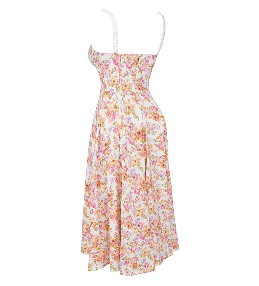 House of CB Sabrina Bustier Midi Dress Ivory Print Size L/AU 14 for rent on The Volte - main image