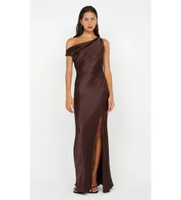 Bec & Bridge Sol Asym Maxi Dress Dark Chocolate Size AU 6 for rent on The Volte - image 1