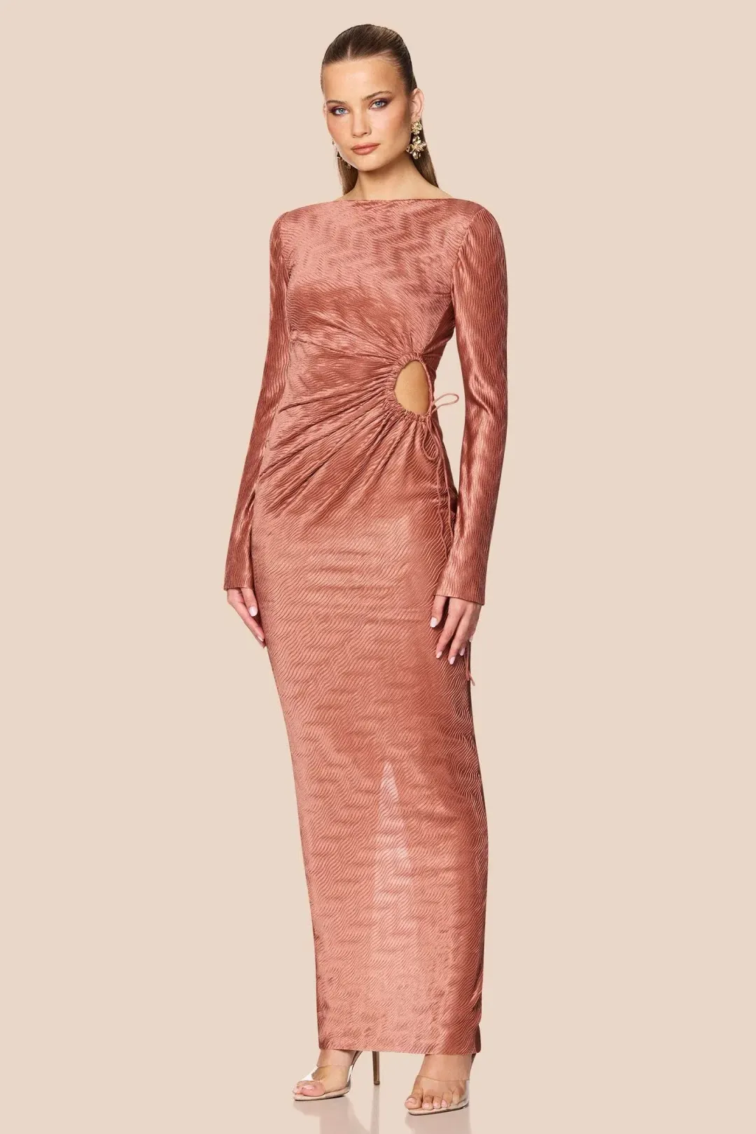 Love Nookie Mirage LS Gown in Mocha Size 10 for rent on The Volte - main image