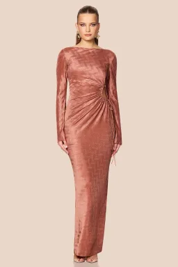 Love Nookie Mirage LS Gown in Mocha Size 10 for rent on The Volte - image 2