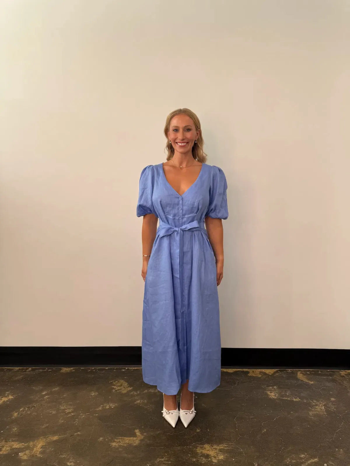 Pasduchas Vera Button Midi Dress Blue Size 16 - Image 4