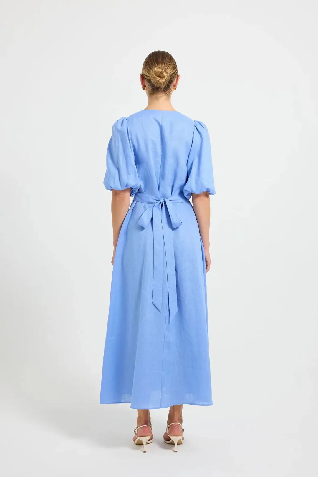 Pasduchas Vera Button Midi Dres in Blue Size AU 12 for rent on The Volte - main image