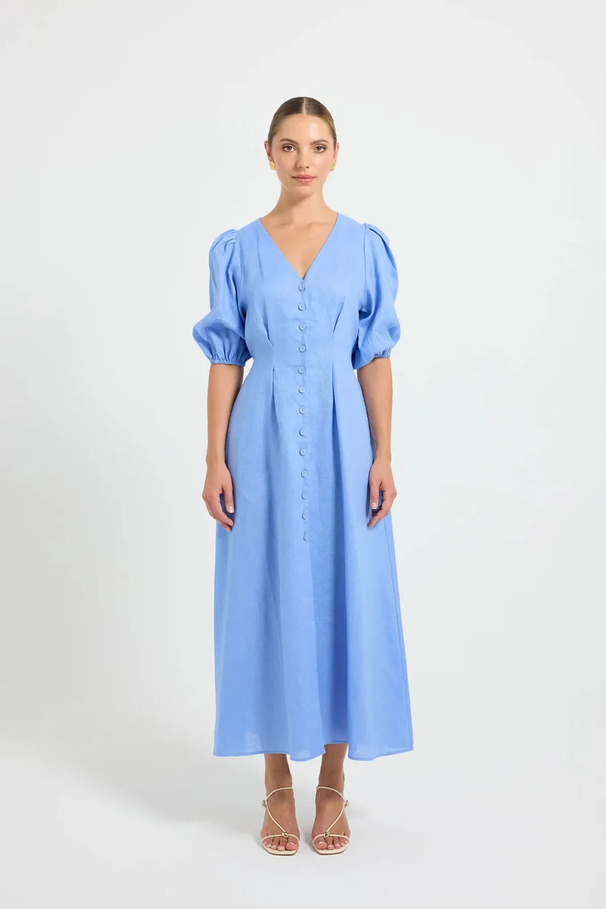 Pasduchas Vera Button Midi Dres in Blue Size AU 12 - Image 1