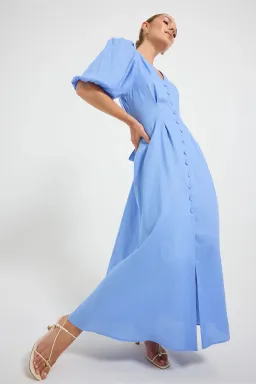 Pasduchas Vera Button Midi Dres in Blue Size AU 12 for rent on The Volte - image 5
