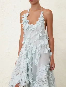 Zimmermann Natura Lasercut Halter Dress Ice Blue Size 0 / AU 8 for rent on The Volte - image 5